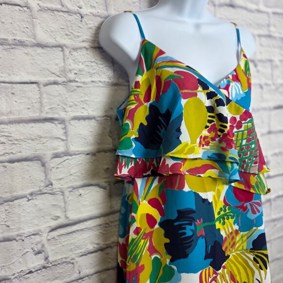 J. Crew Dress Womens Size 10 Colorful Ruffle Adjustable Straps Mini Dress - Picture 5 of 15